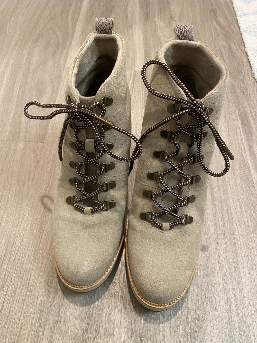 Toms Taupe Suede Lace-Up Ankle Boots